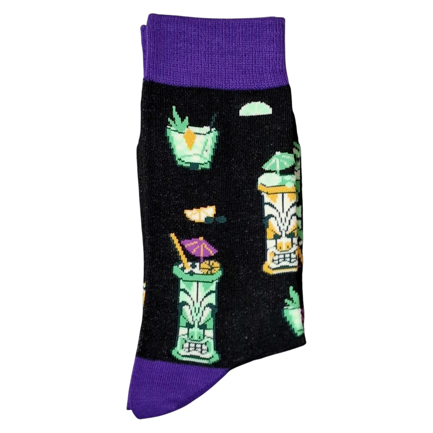 Tiki Cocktail Bar Margaritas, Mojitos & Lemon Slices Mens Black Sock Shack Socks