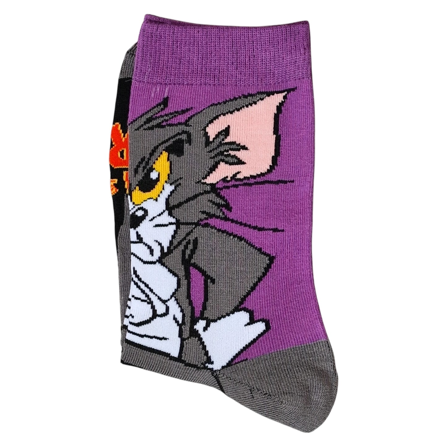 Tom & Jerry Crafty Cat Plotting Cartoon Feline Ladies Purple Sock Shack Socks