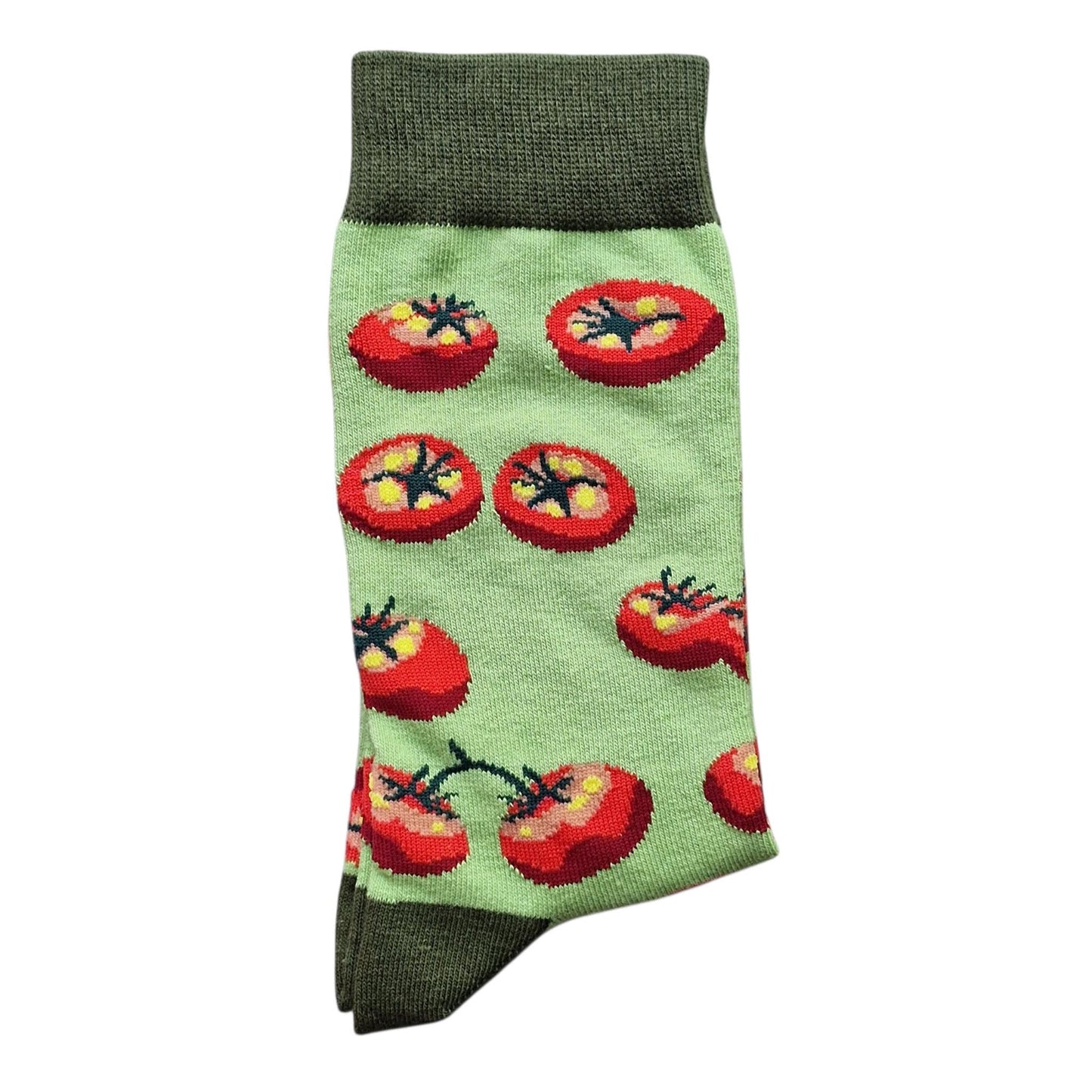 Cascade Of Juicy Tomatoes On The Vine Mens Green & Red Socks