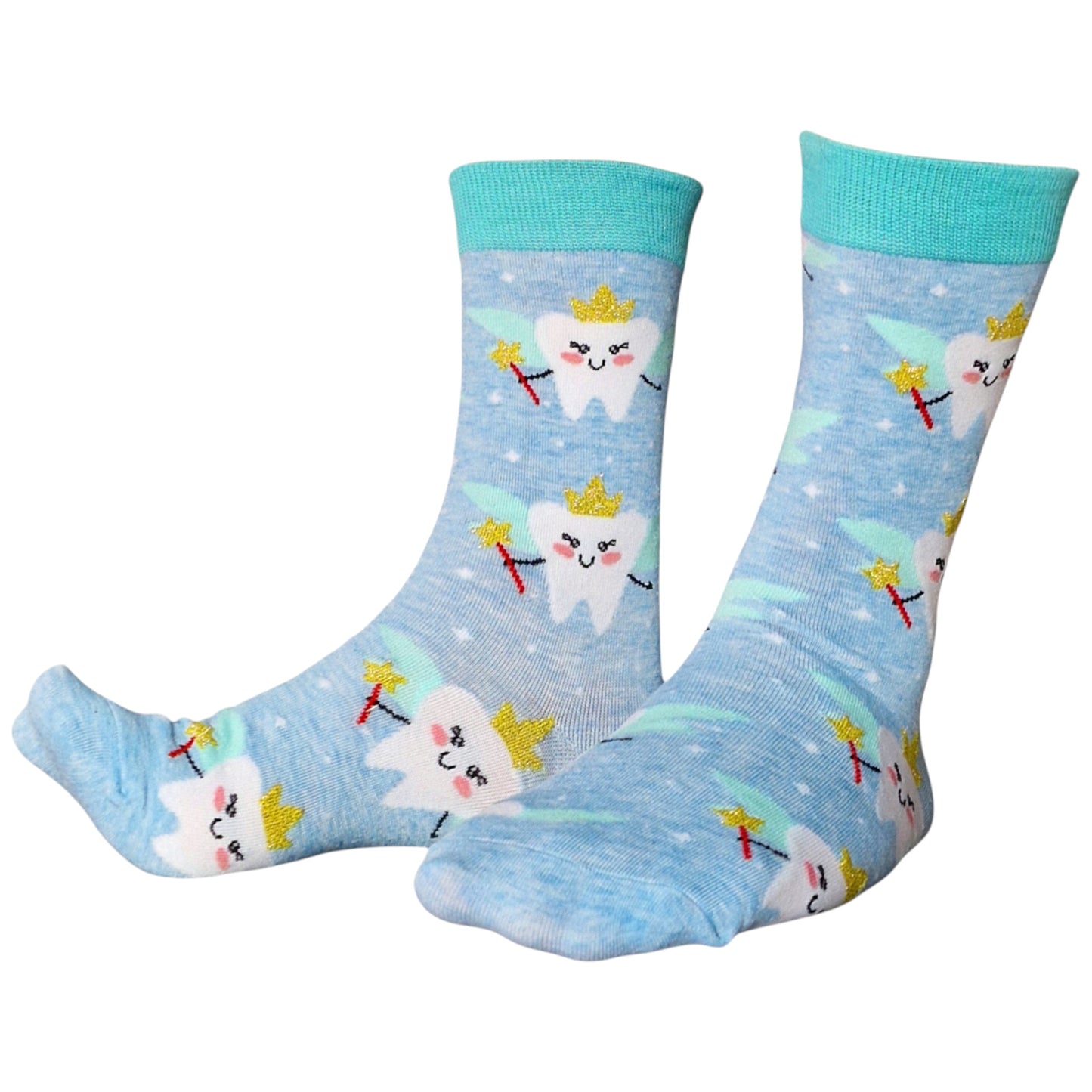 Tooth Fairy Ideal Dentist Gift Ladies Sparkling Pastel Blue Sock Shack Socks