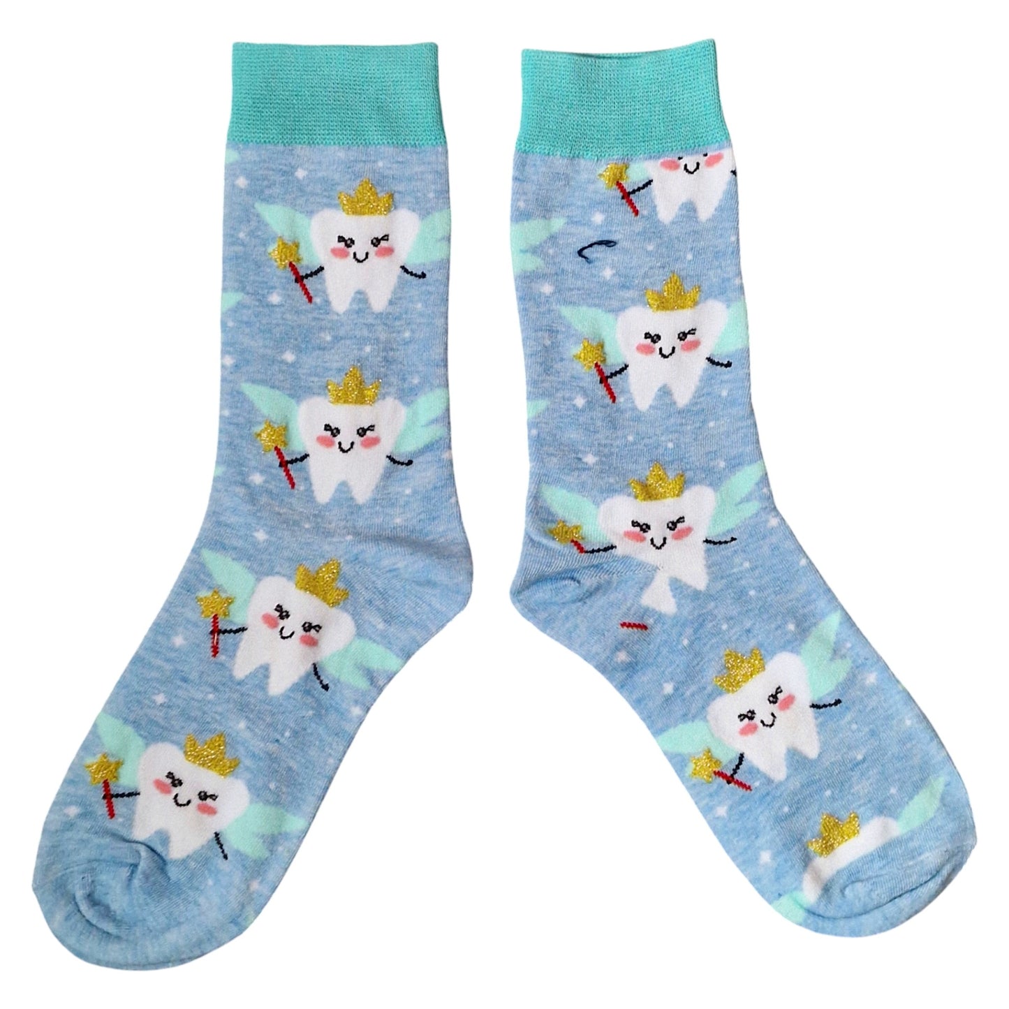 Tooth Fairy Ideal Dentist Gift Ladies Sparkling Pastel Blue Sock Shack Socks