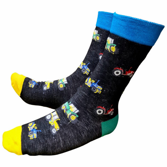 Tractors Evolution Farmyard Farm Machinery Mens Black Socks