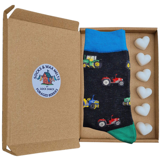 Tractors Evolution Farmyard Farm Machinery Mens Socks & Wax Melts Gift Set