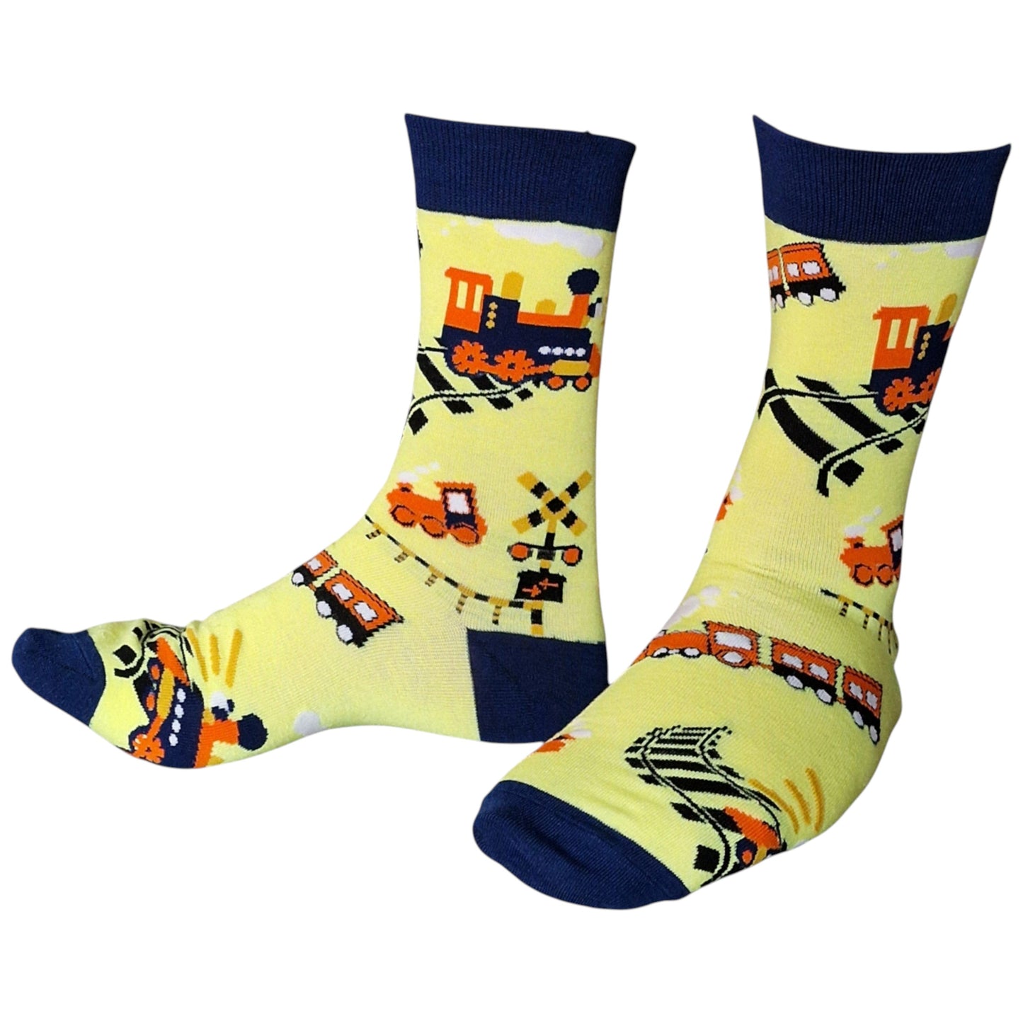 Old American Railroad Railway Steam Train Crossing Mens Yellow Socks & Wax Melts Gift Set