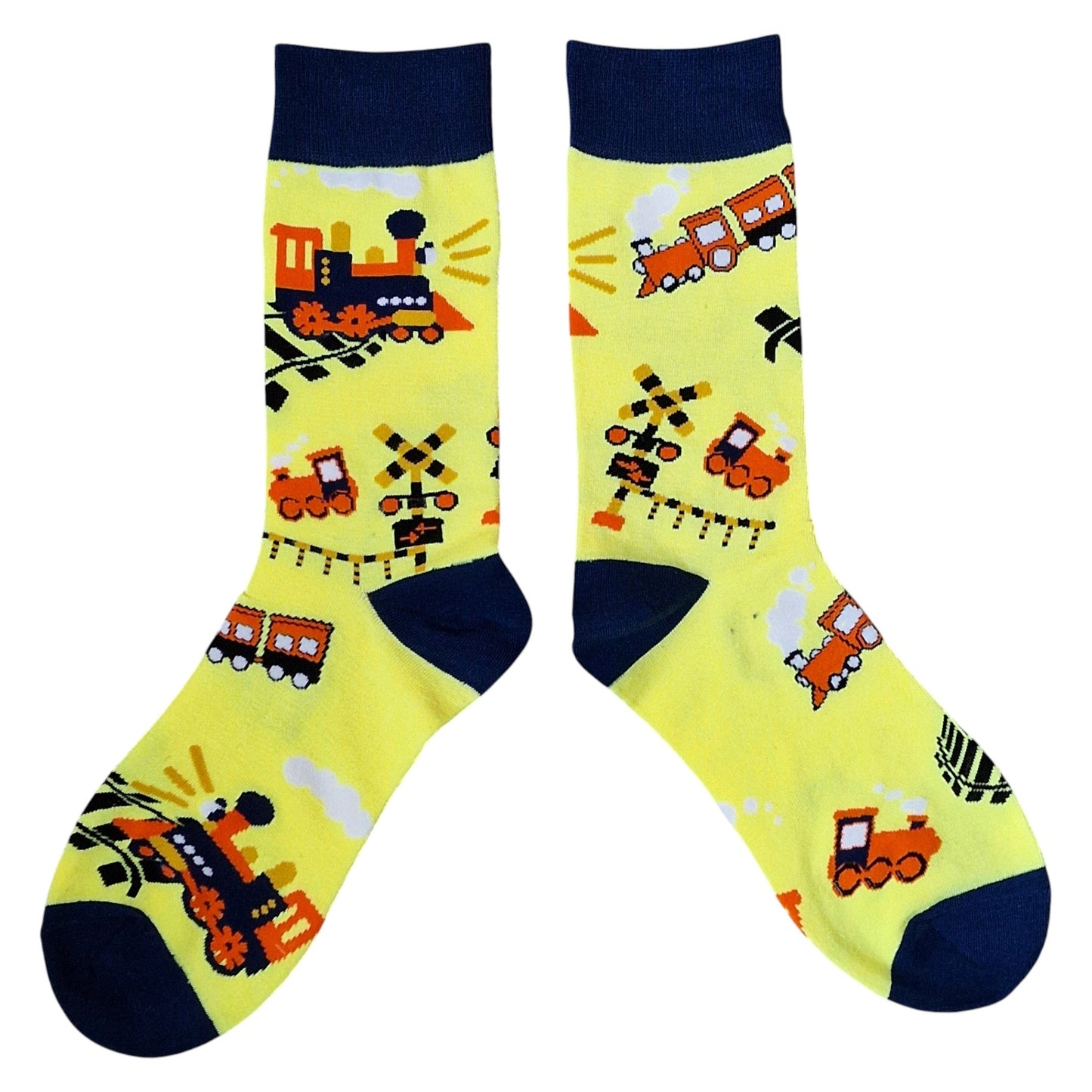 Old American Railroad Railway Steam Train Crossing Mens Yellow Socks & Wax Melts Gift Set