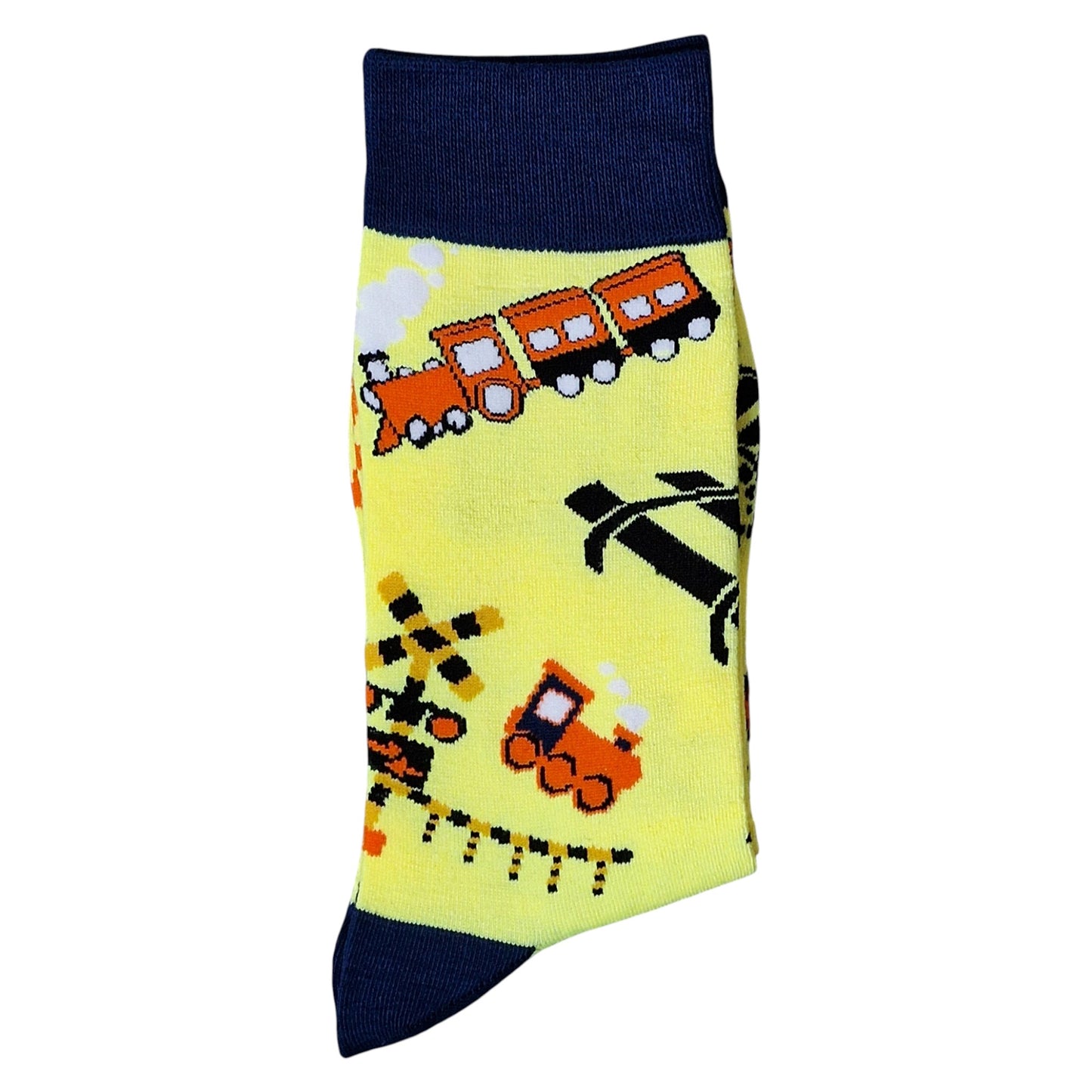 Old American Railroad Railway Steam Train Crossing Mens Yellow Sock Shack Socks