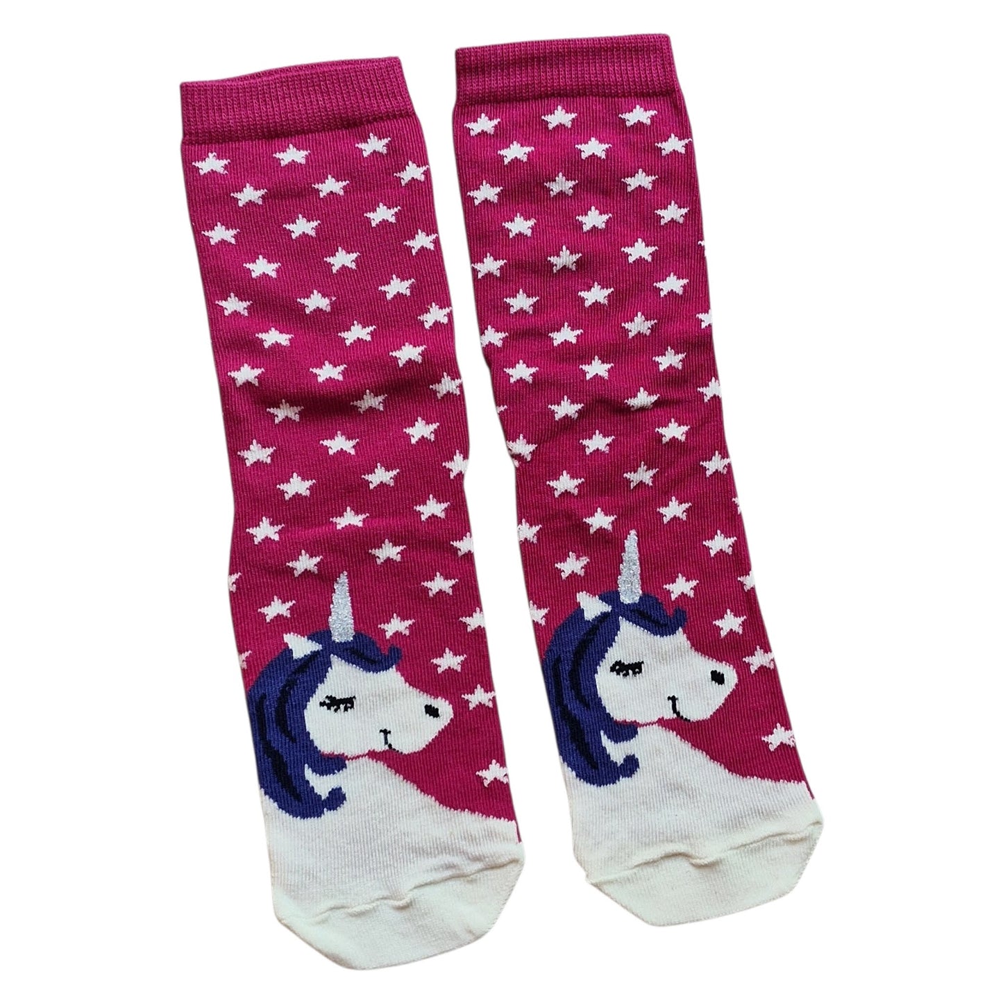 Smiling Sparkly Horned Magic Unicorn & Stars Magenta Ladies Socks Wax Melts Gift