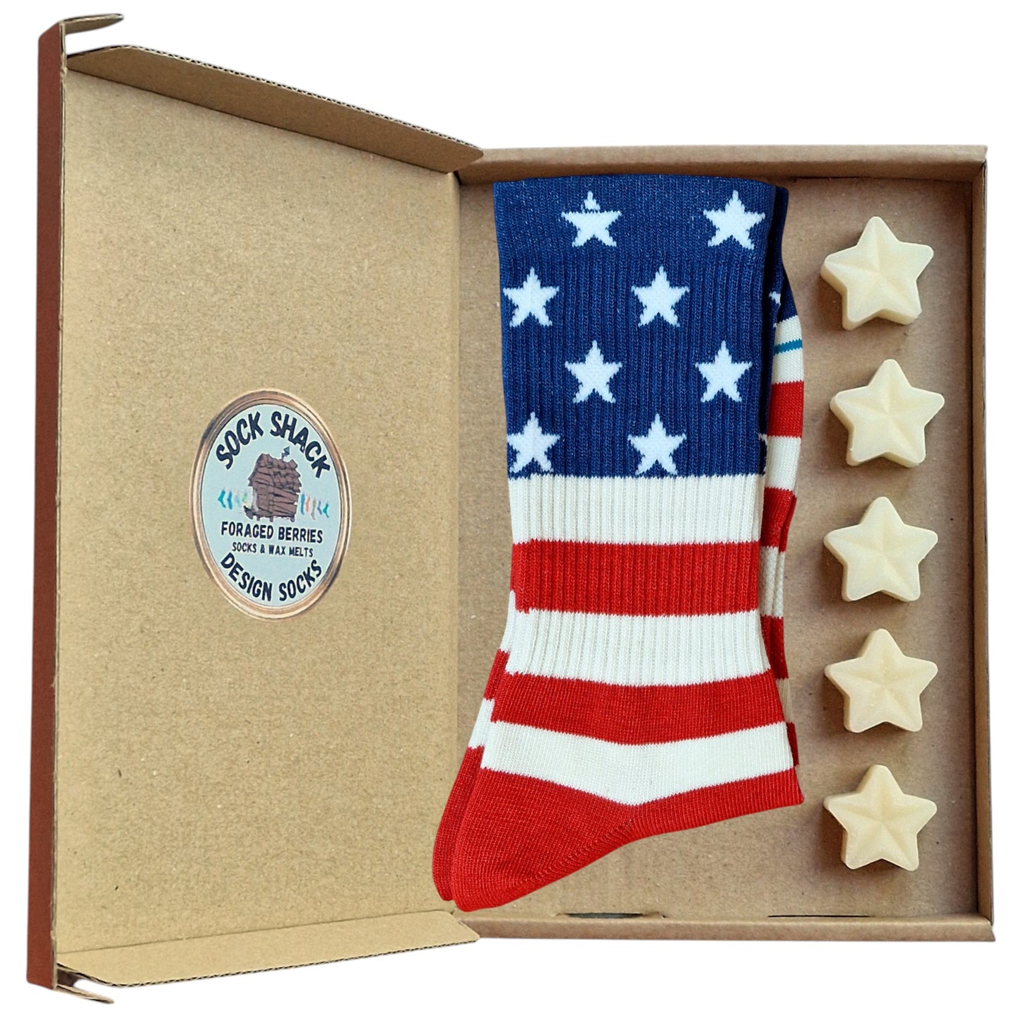 USA Spirit Vintage American Flag Ribbed Men's Socks & Wax Melts Gift Set