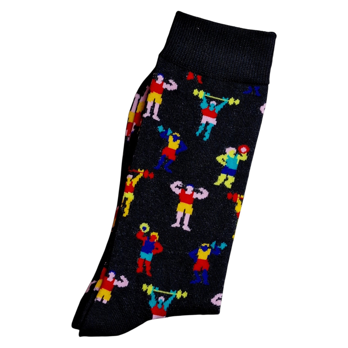 Weight Lifting Bodybuilding Flexing 8 Bit Pixel Mens Black Socks