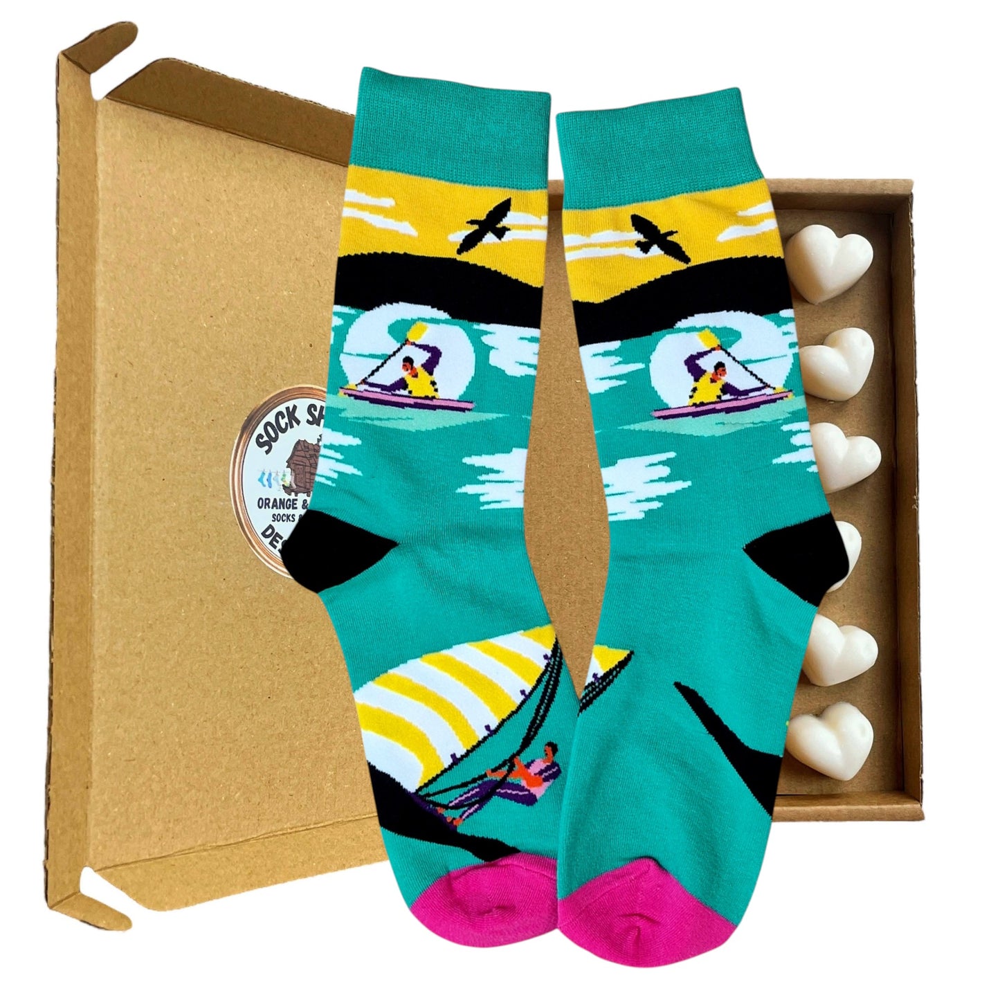 Outdoor Water Sports Windsurfing Kayaking Men's Socks & Wax Melts Gift Set