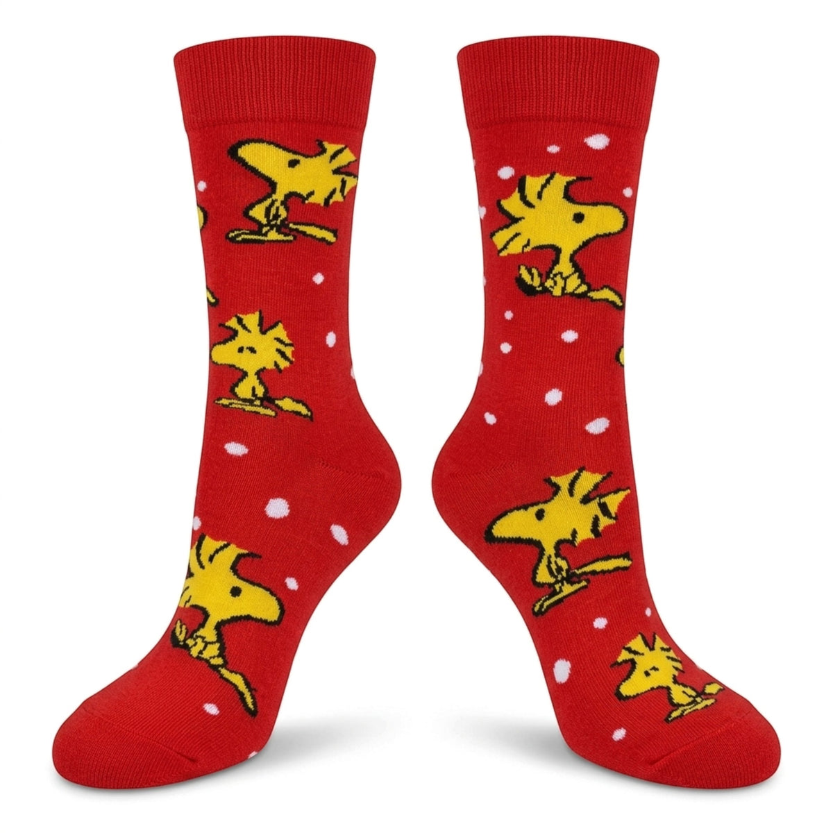 Woodstock In The Snow At Christmas Mens Peanuts Bright Red Socks