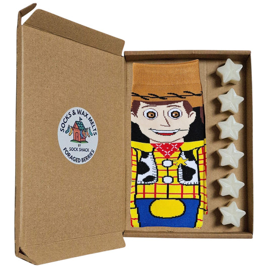 Toy Story Woody The Cowboy Sheriff On Your Foot Ladies Yellow Socks & Wax Melts Gift Set